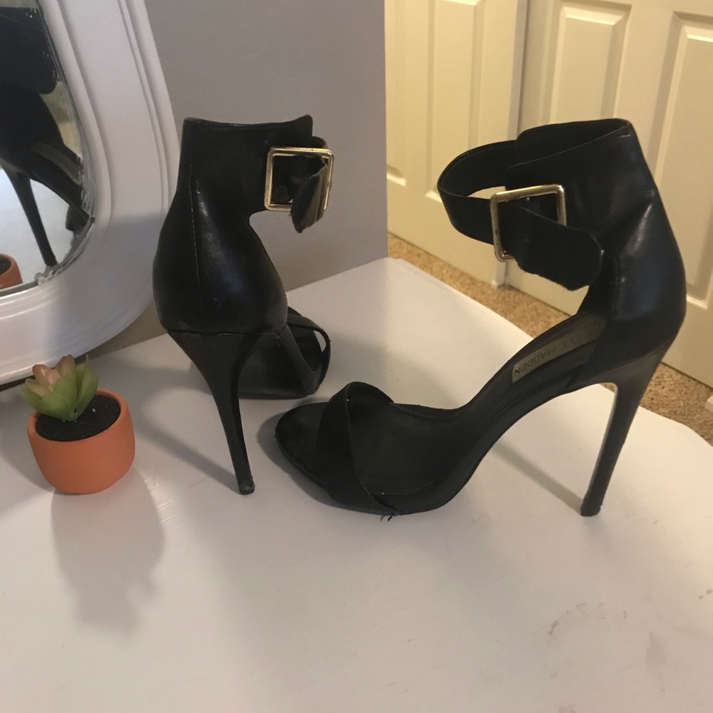 Black ankle strap heel